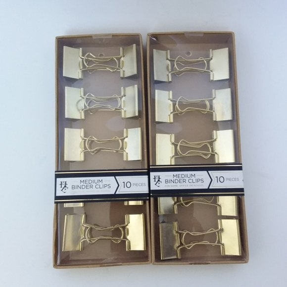 HE Binder Clips Medium Gold-tone 20 Piece Hold Everything - Picture 4 of 4